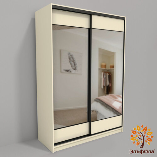 Изображение товара Шкаф купе "Лофт", двухстворчатый, 180*60*240 см, слоновая кость/черный, ЭльфОла