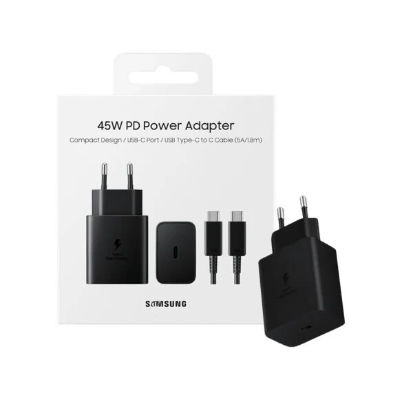 Адаптер питания с кабелем, 45W, USB-C, PD, для быстрой заряд — фото 1