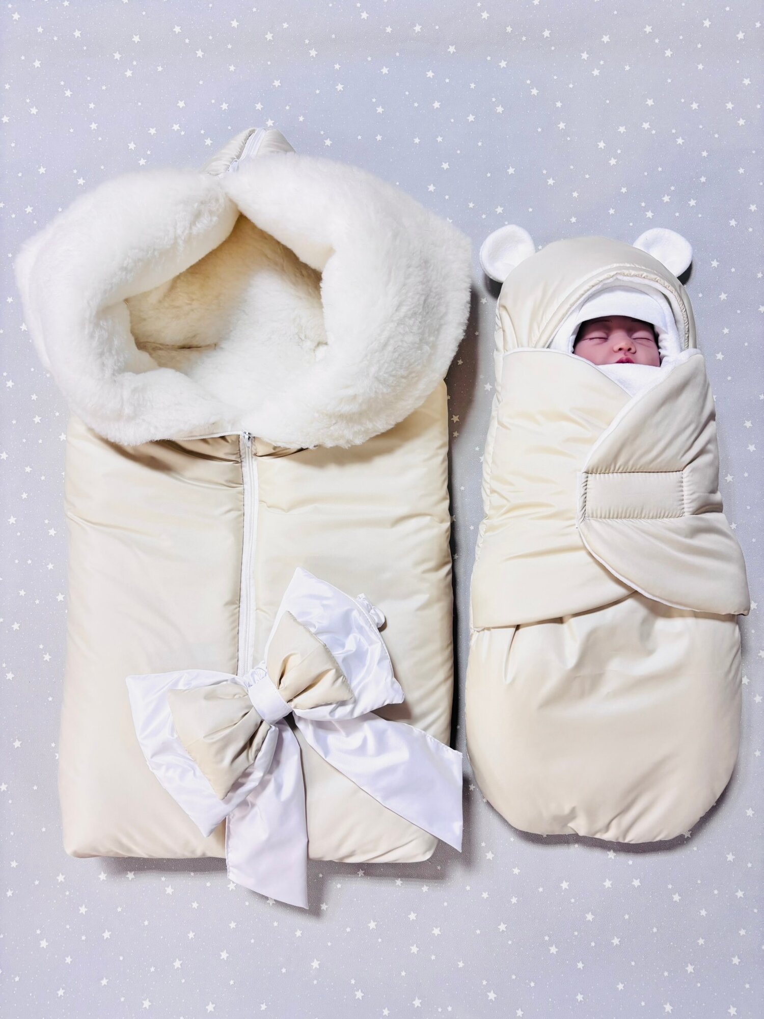 Конверт ALMeretskaya "Умка", овчина, альполюкс, 0-6 мес, бежевый, зима