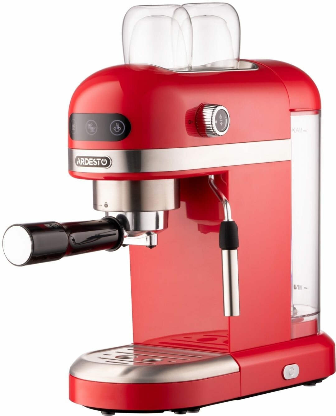 Кофеварка Ardesto рожковая YCM-E1501, 1,4л, молотый, ручной капуч, подогрев чашек, красный — фото 1