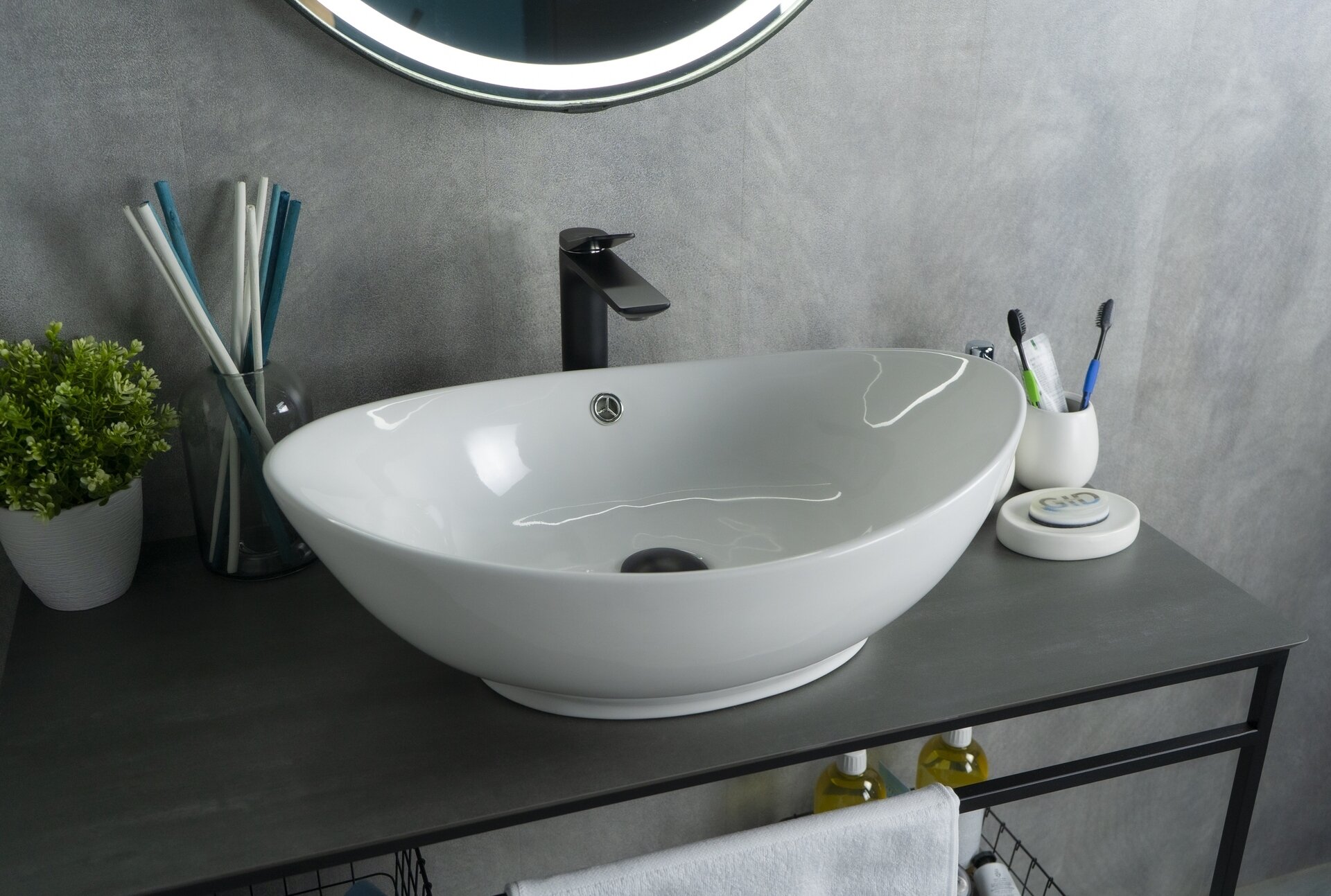 Раковина Gid N9019 51108 накладная белая 60x37x19