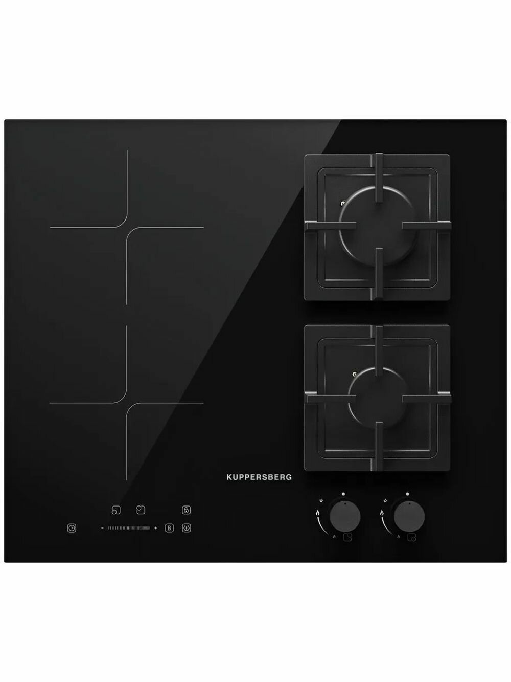 Встраиваемая комбинированная панель Kuppersberg IGS 601, 2 конфорки газ, 2 конфорки индукция