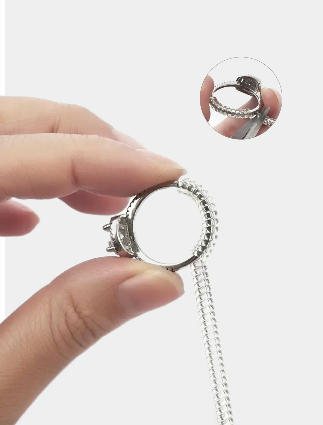 Кольцо-механизм, безразмерное, ширина 5 мм, белый/серый — фото 1