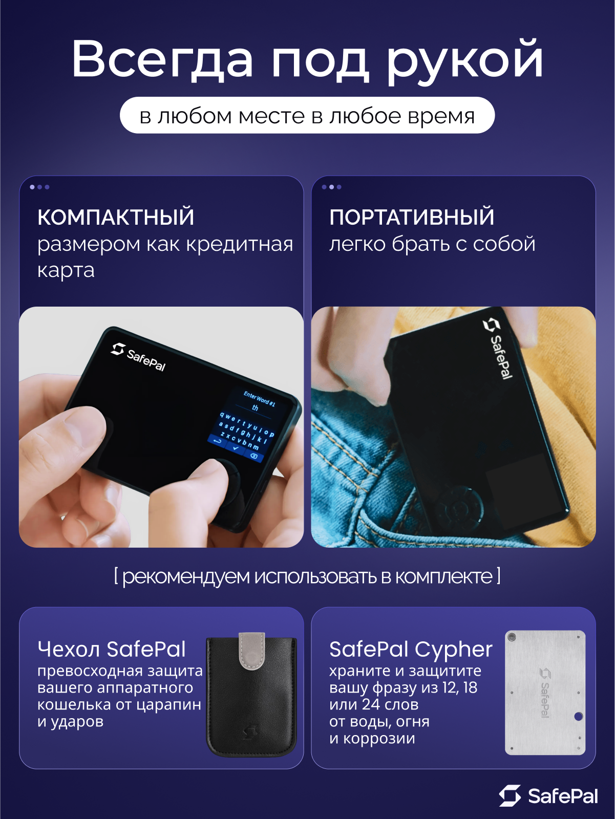 Криптокошелек SafePal S1 2025 + Чехол - Аппаратный холодный кошелек для криптовалют Чип EAL6+ — фото 1