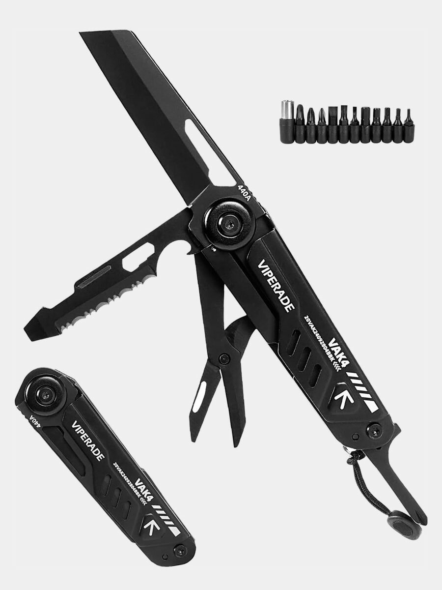Мультитул из нержавеющей стали 12 функций VIPERADE® VAK4 Black (черный)