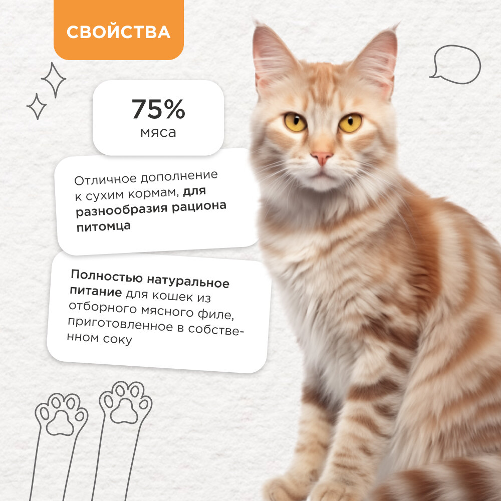 Влажный корм Grandorf консервы для кошек Куриная грудка с уткой, 70 г х 6 шт. — фото 1