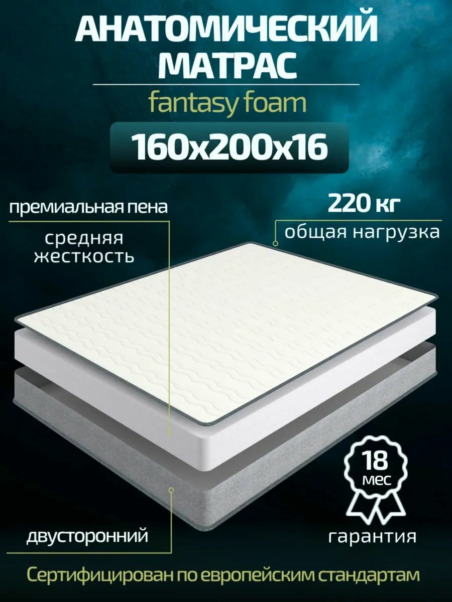 Матрас 160х200 беспружинный ARMADA COSMOS FOAM двуспальный