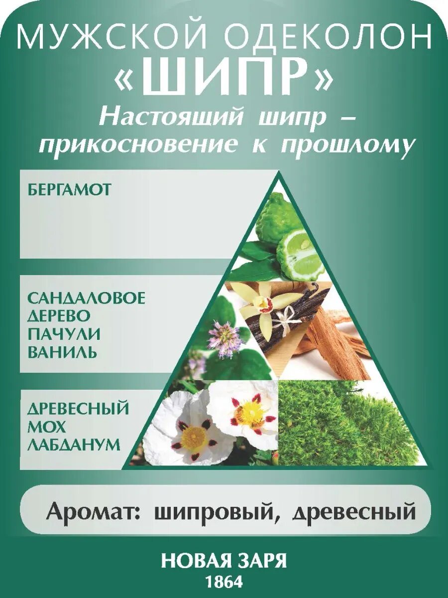 Набор 3 шт Одеколон "Шипр" 85 мл, мужской флакон, Новая Заря — фото 1