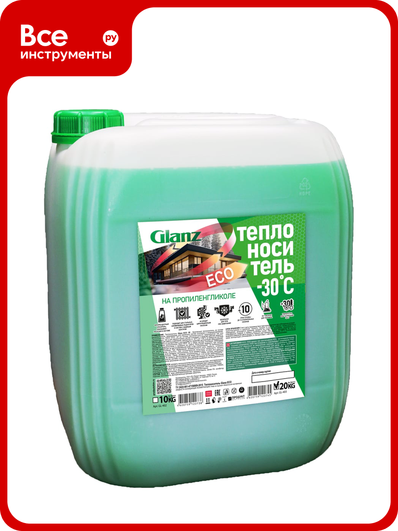 Теплоноситель (-30; 20 кг; пропиленгликоль) ECO Glanz GL403