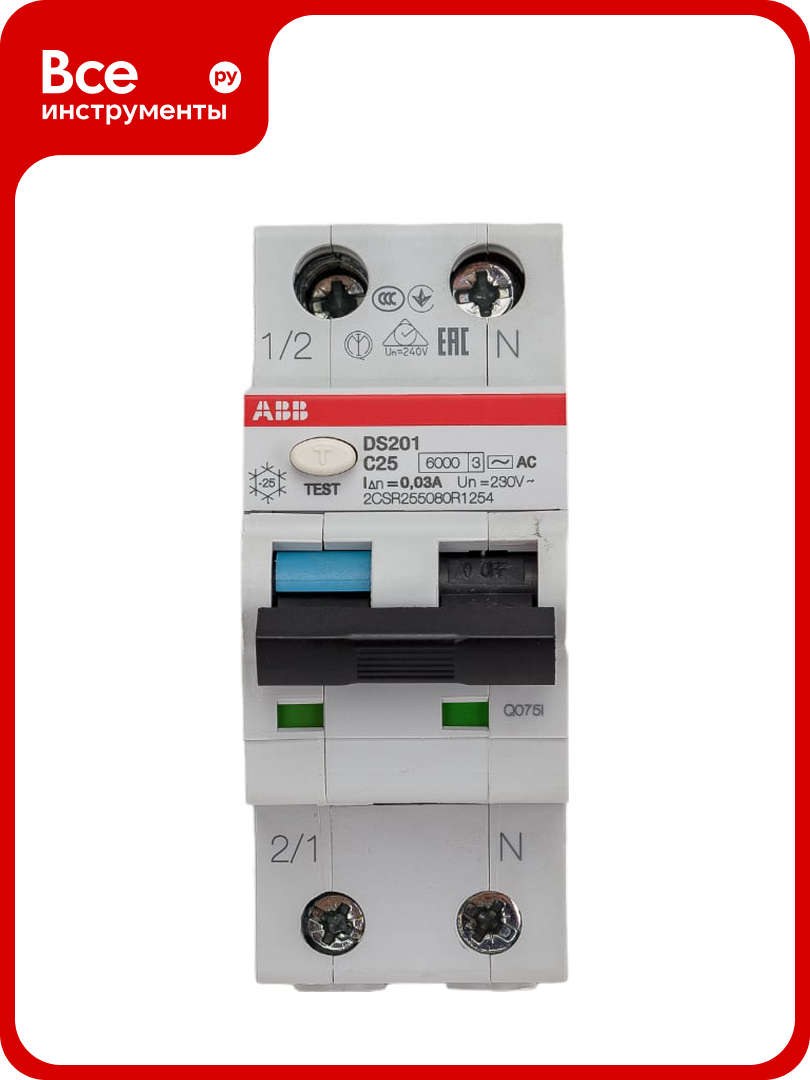 Автоматический выключатель дифференциального тока ABB DS201 C25 AC30 2CSR255080R1254