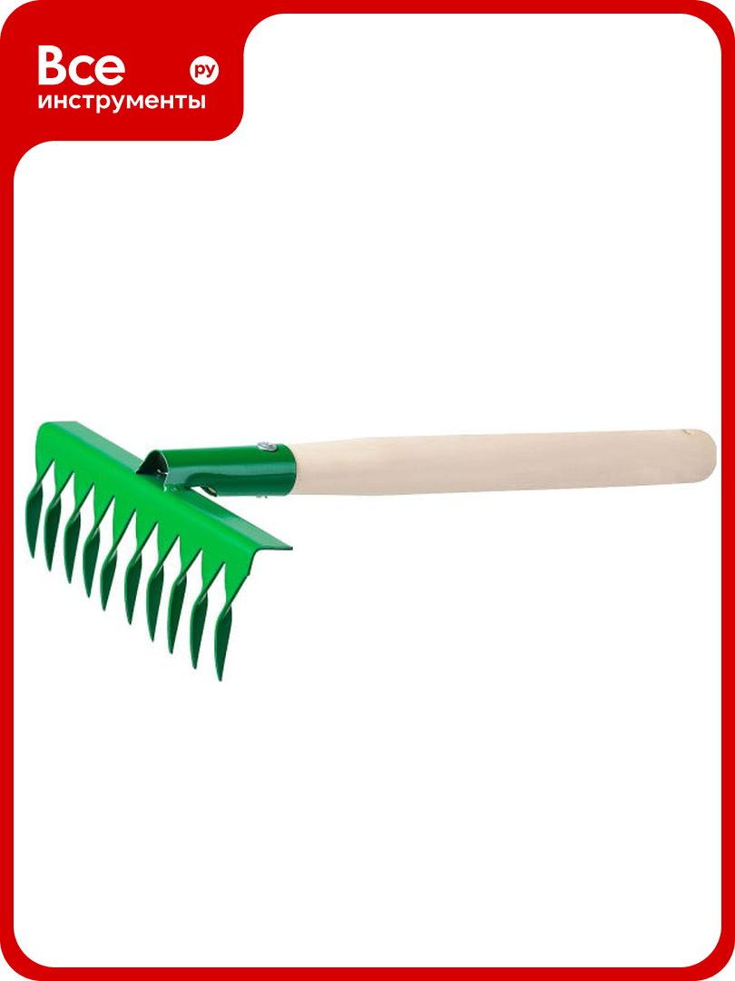 Садовые грабельки росток 10 витых зубцов, 200x62x405 мм 39614