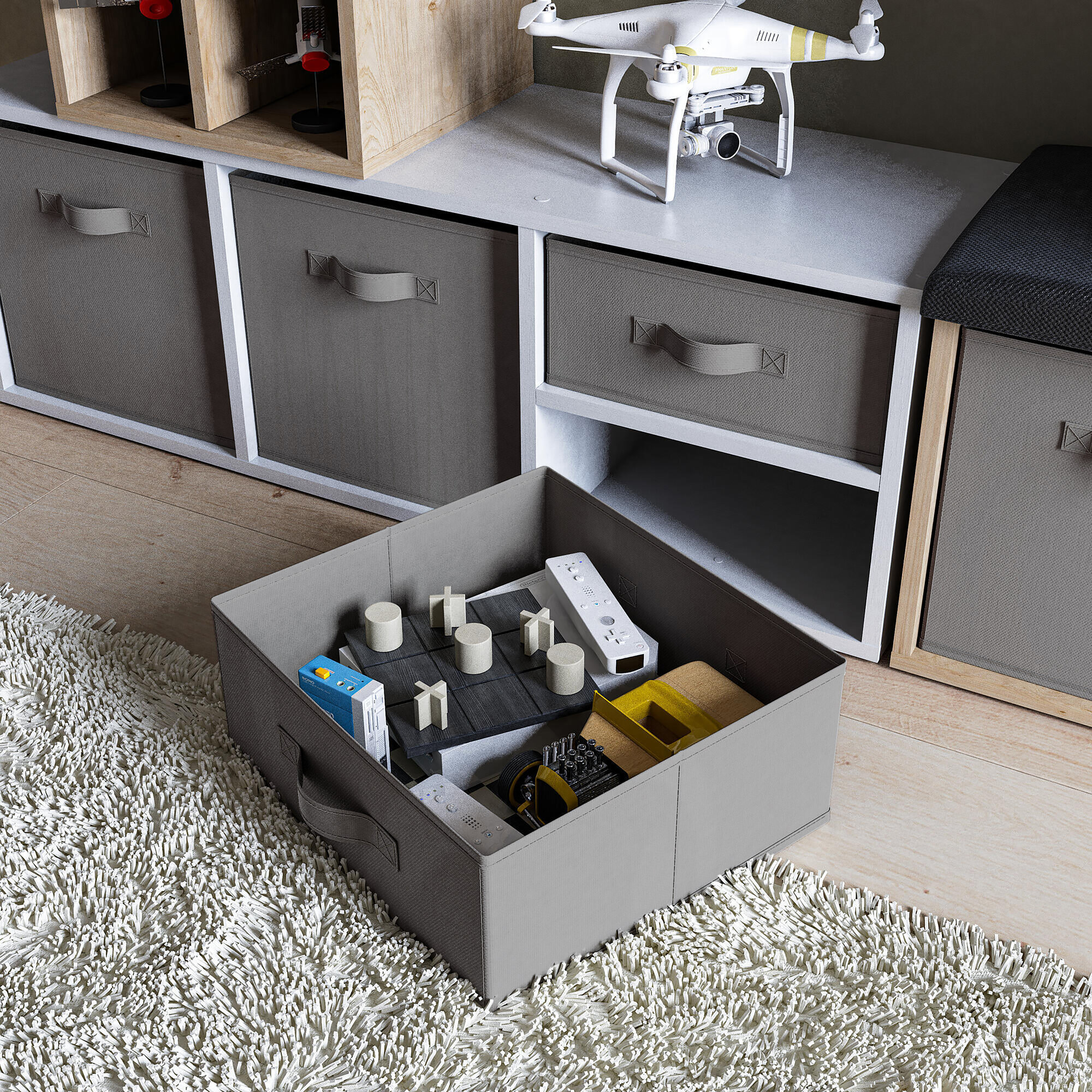 Короб-органайзер Гранит 15x31x31 см полиэстер цвет графитовый