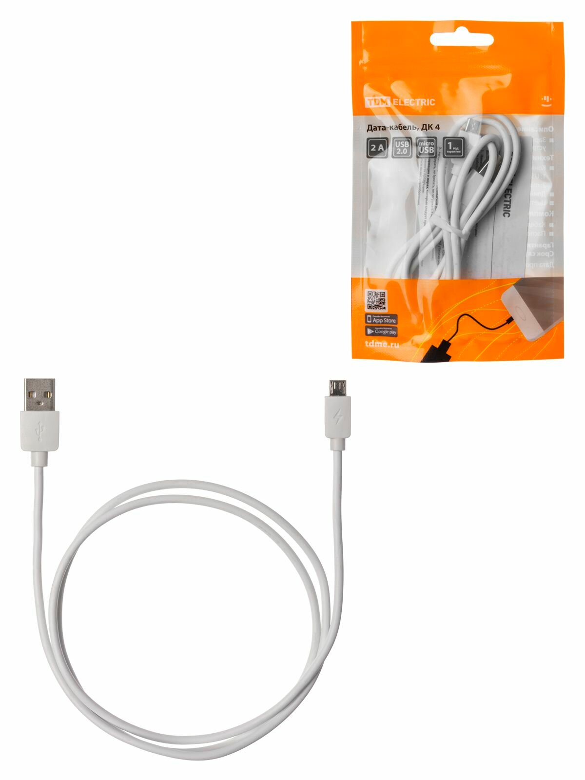 Кабель micro USB 1 м белый TDM ELECTRIC