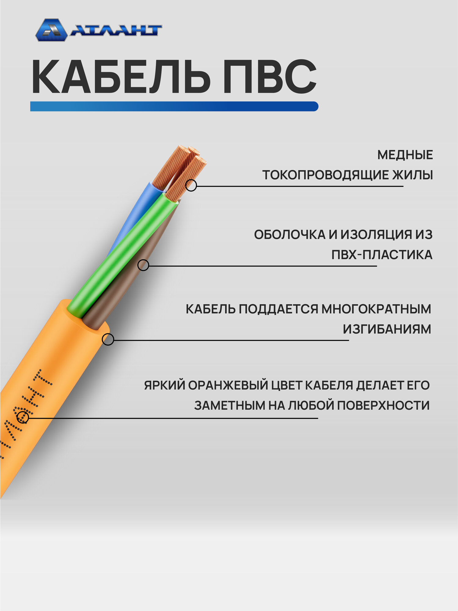 Удлинитель силовой 10 метров ПВС 3х2,5 в бухте 1 розетка (с/з), уличный для электроинструмента, строительных работ — фото 1