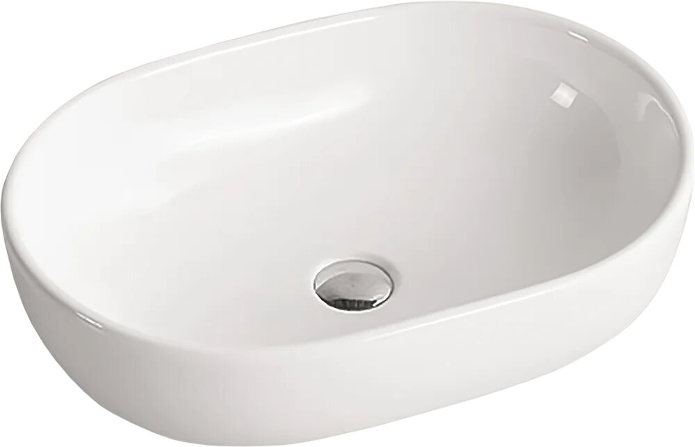 Накладная раковина SantiLine SL-1017 60 фаянсовая без отверстия под смеситель раковина для ванной 60 см овальная белая