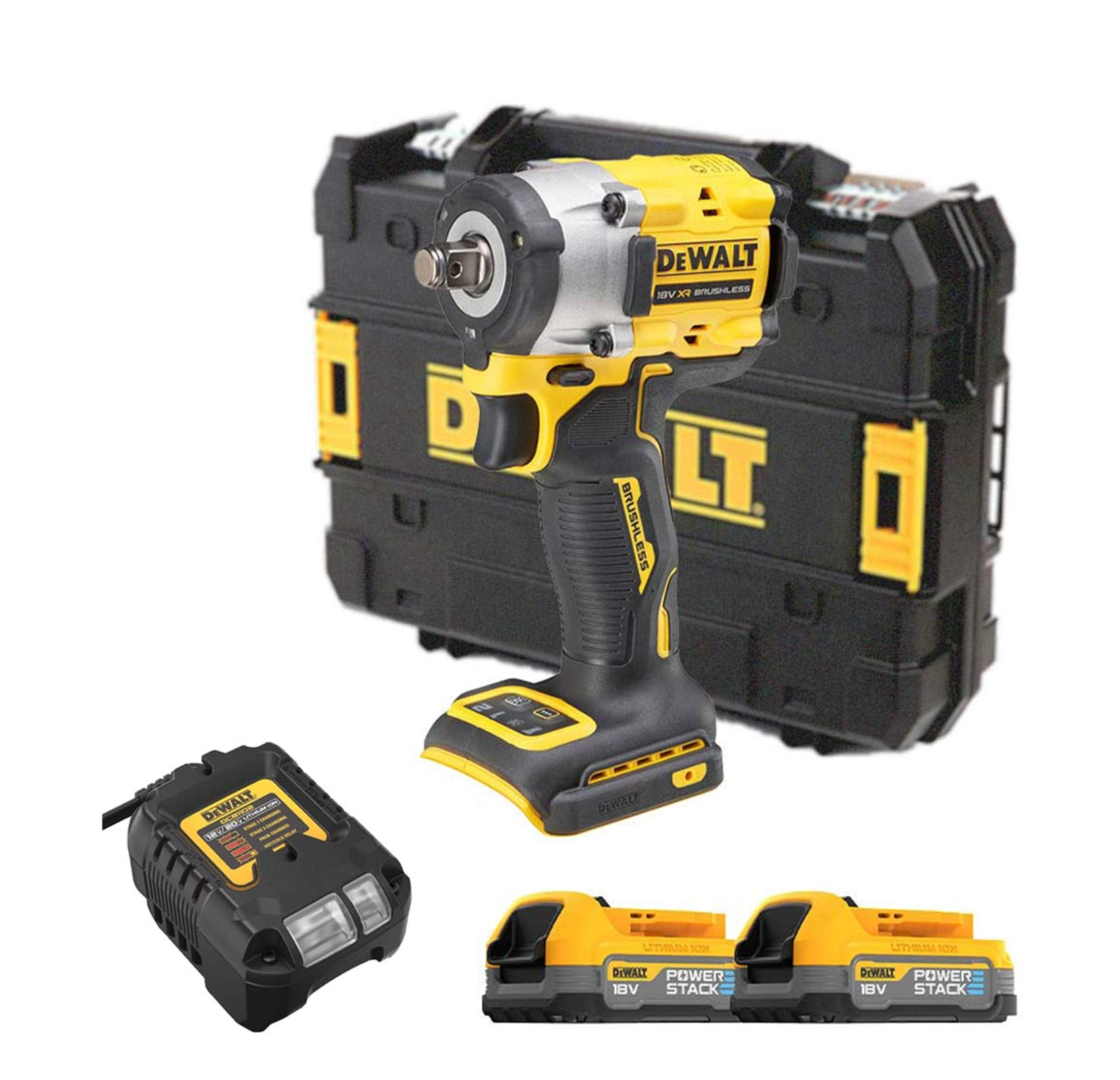 Аккумуляторный бесщеточный гайковерт DEWALT, 18 В, 610 Нм, 2500 об/мин, 3550 уд/мин, с 2 АКБ 1.7 Ач и ЗУ, в кейсе TSTAK, DCF921E2T