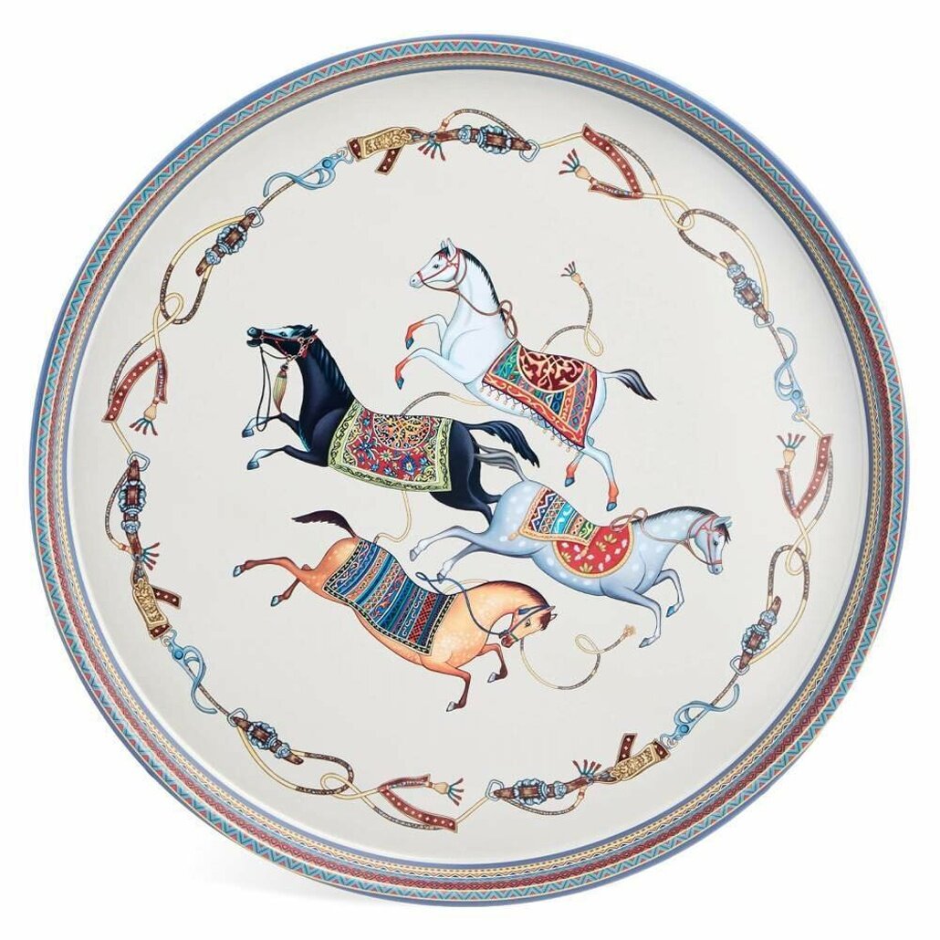 Поднос сервировочный  Лесная сказка  33х2 1см  жесть  круглый  серия  Символ года 2026 