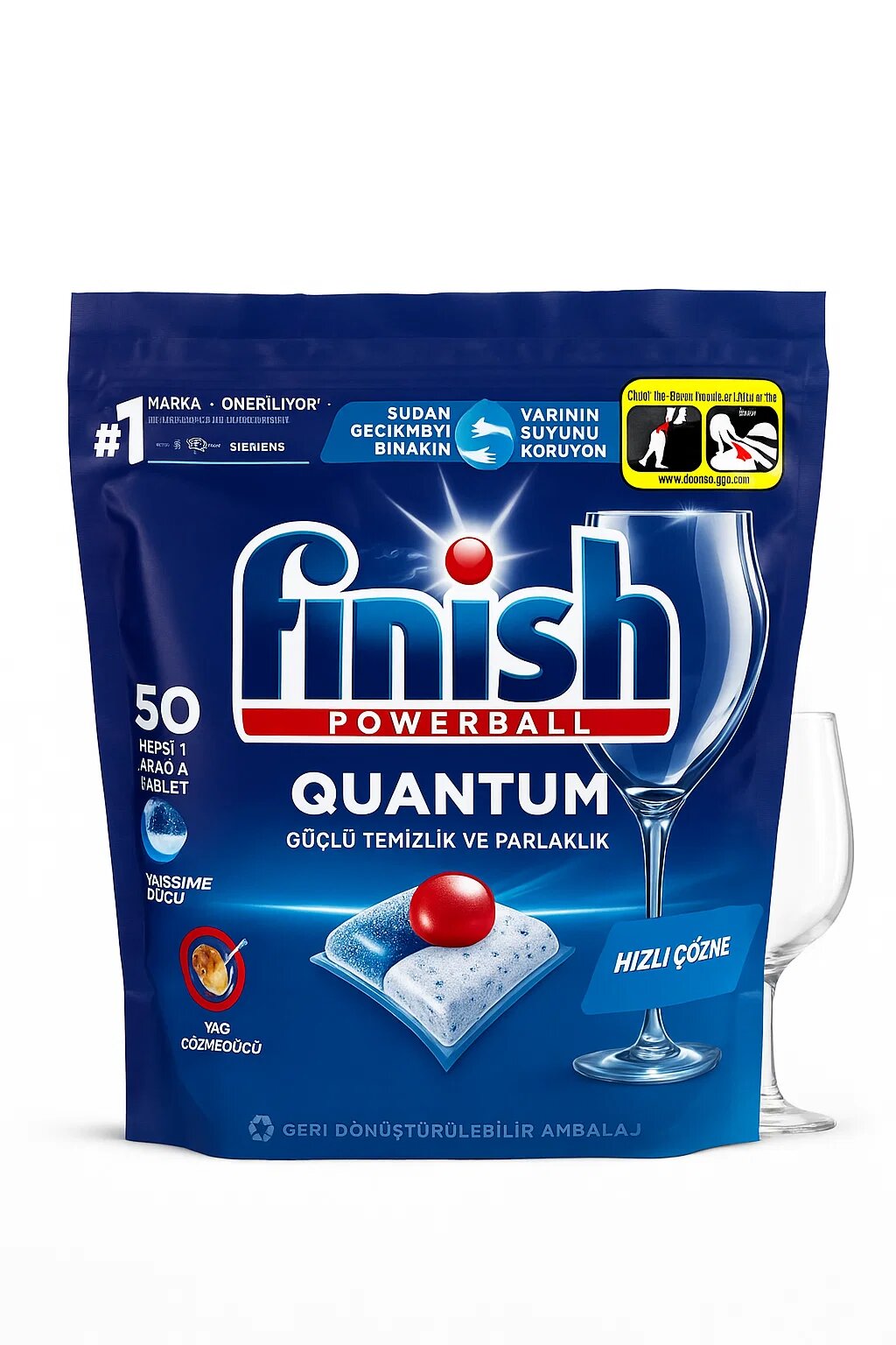 Finish Quantum Powerball – Таблетки для посудомоечной машины, 50 шт. Глубокая очистка и блеск
