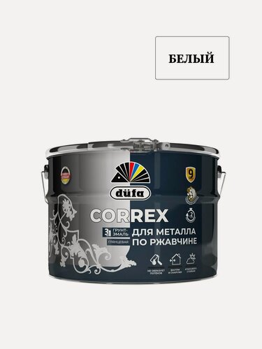 Изображение товара Грунт-эмаль по ржавчине гладкая Correx 3 в 1 RAL-9010 белый 10 л