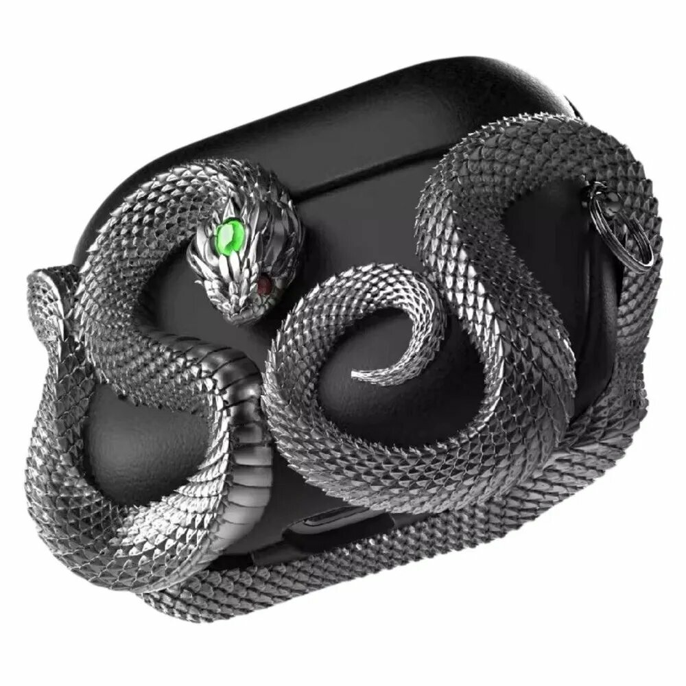 Металлический защитный чехол для беспроводных наушников Snake для AirPods Pro/Pro2, Хэллоуин, ранний, черный