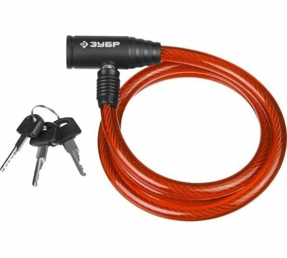 Тросовый замок Зубр Мастер 3 ключа в комплекте длина троса 650 мм d 10 мм 37263-65