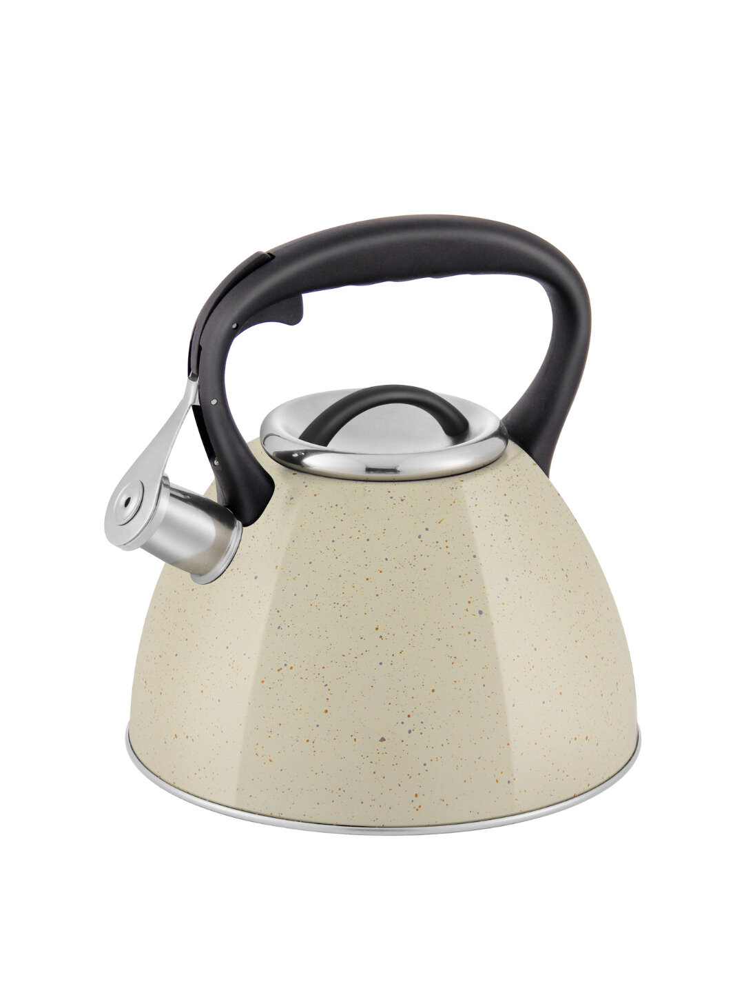 Металлический чайник HausRoland со свистком и деревянной ручкой, черный и белый - Белый