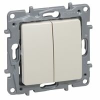 Переключатель 2-клавишный, 10А, авт. Клем, Слоновая кость Legrand Etika 672312