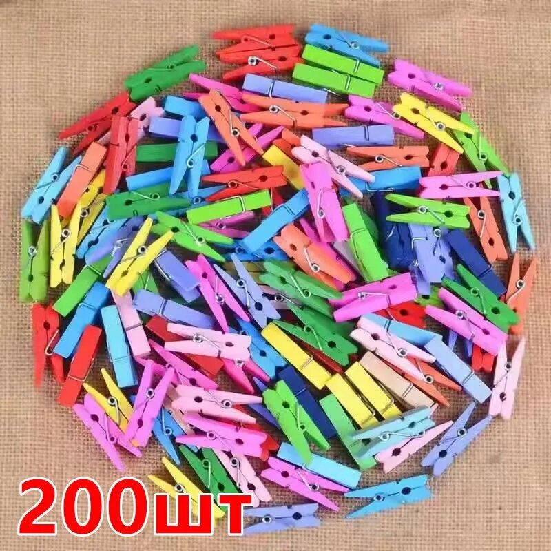 Мини-прищепки из дерева,200 шт