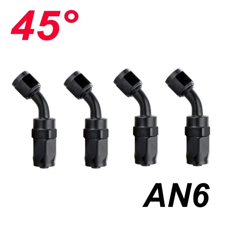 4 x AN6 45° Черный фитинг для масляного шланга