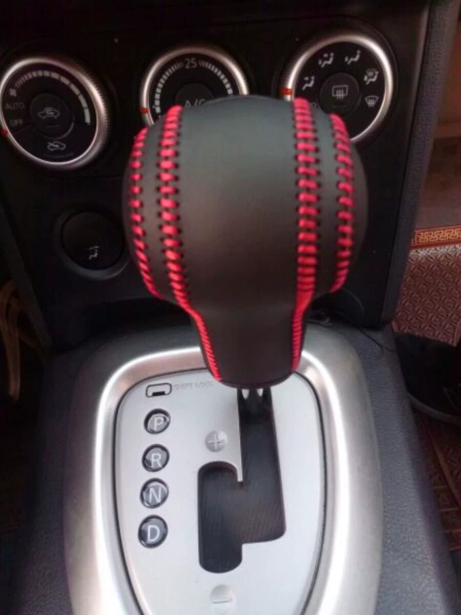 Для Nissan Qashqai 2008-2012 автоматическая коробка передач, натуральная кожа, чехол для рычага с черной кожей и