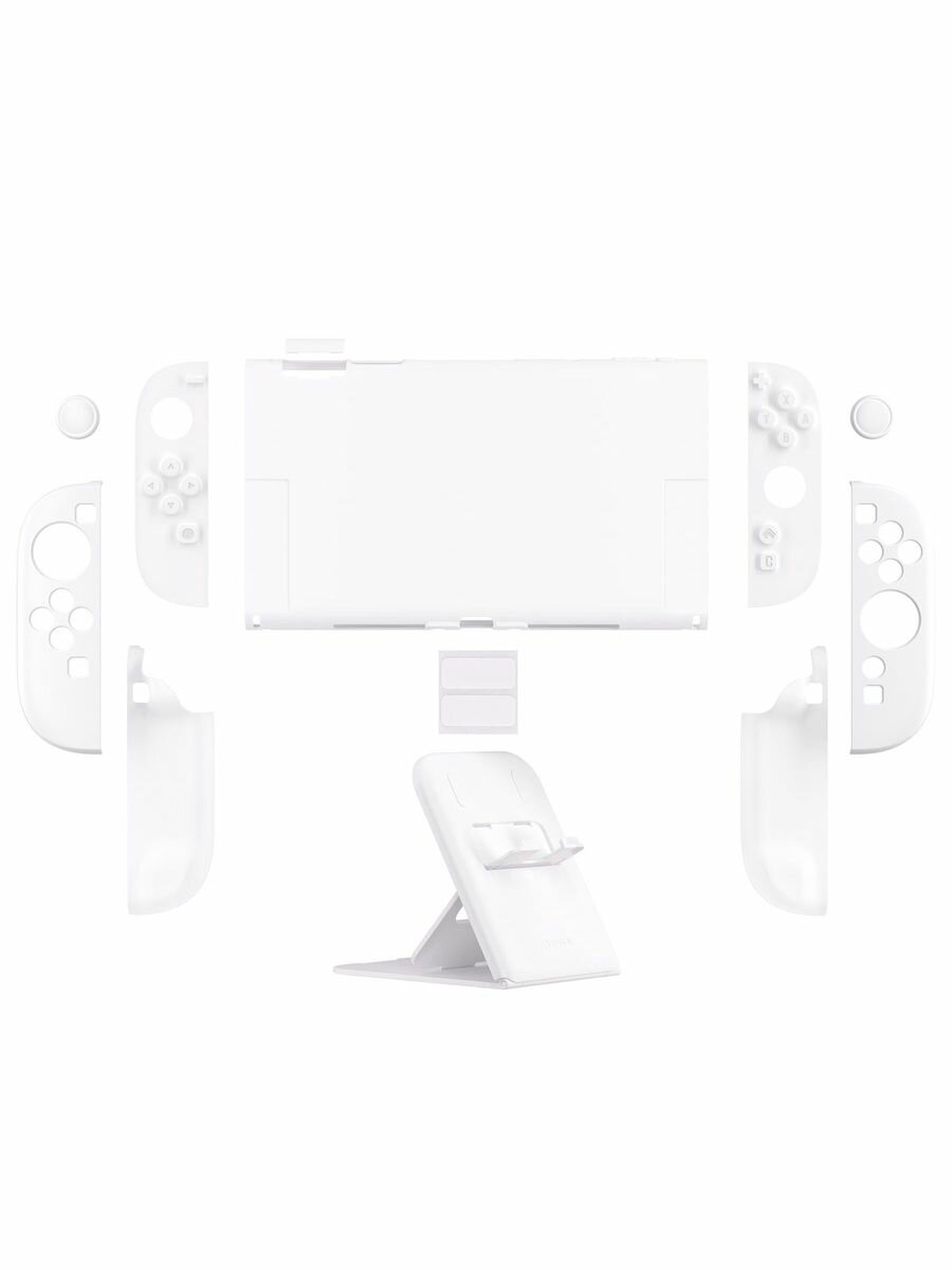 PlayVital Чехол жесткий для Nintendo Switch 2, раздельный, с подставкой и накладками на стики, докируемый, белый