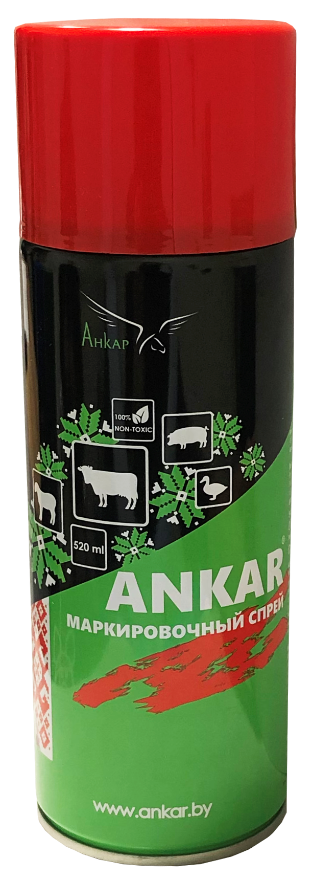 Краска-аэрозоль для маркировки животных ANKAR, цвет красный, 520 мл