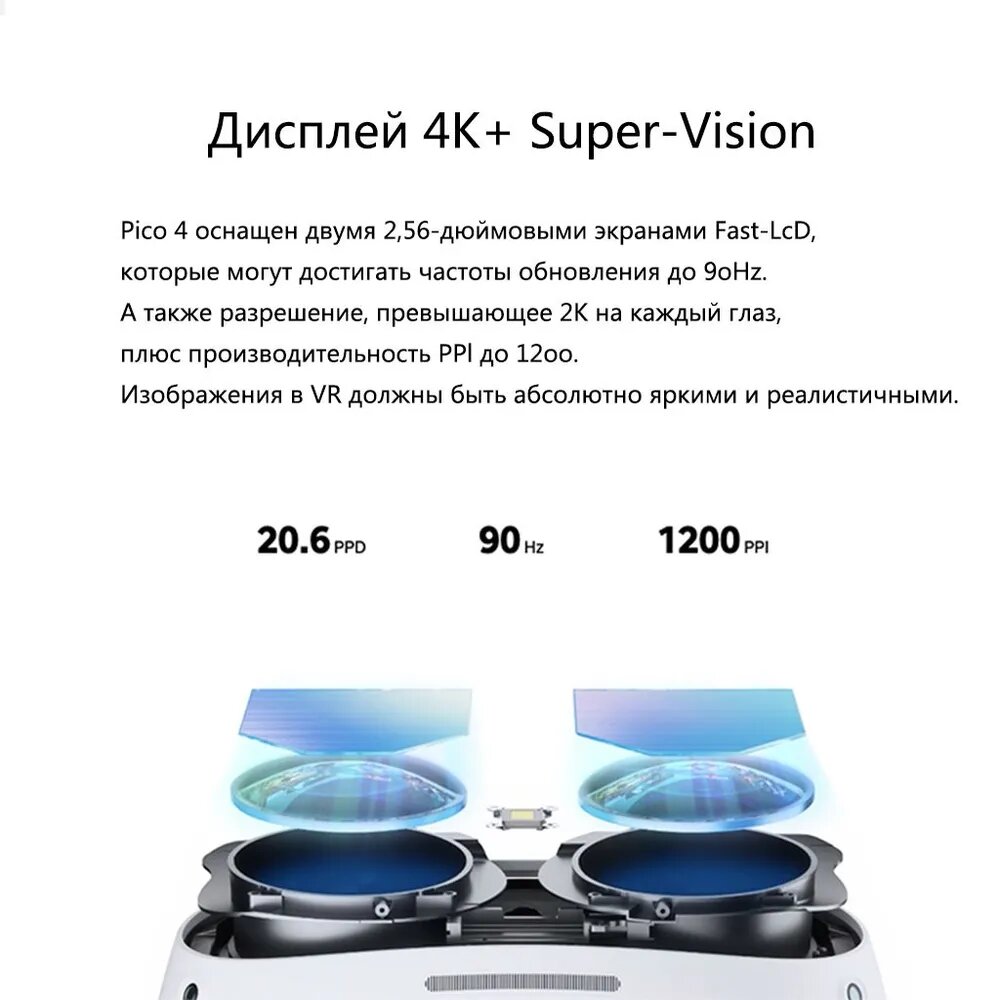 Очки виртуальной реальности Pico 4 VR, дисплей 4K+ для Metaverse и потоковых игр, 8+256 ГБ, 99% новый, Используется — фото 1