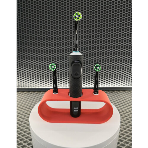 Подставка для одной электрической зубной щетки, с 2-мя держателями насадок, красная