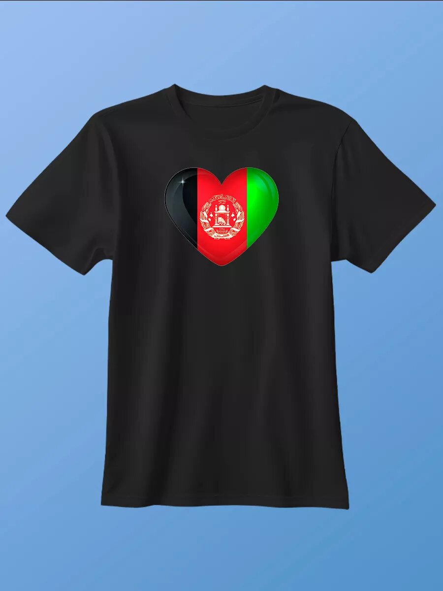 Футболка сердце флаг Афганистан