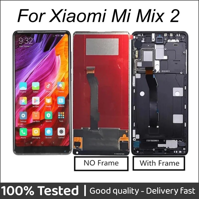 5,99 "для Xiaomi MI Mix 2 ЖК-дисплей + сенсорный экран с рамкой и дигитайзером в сборе для телефона xiaomi mi mix2 ЖК-дисплей (ОЗУ 6 ГБ), white NO frame
