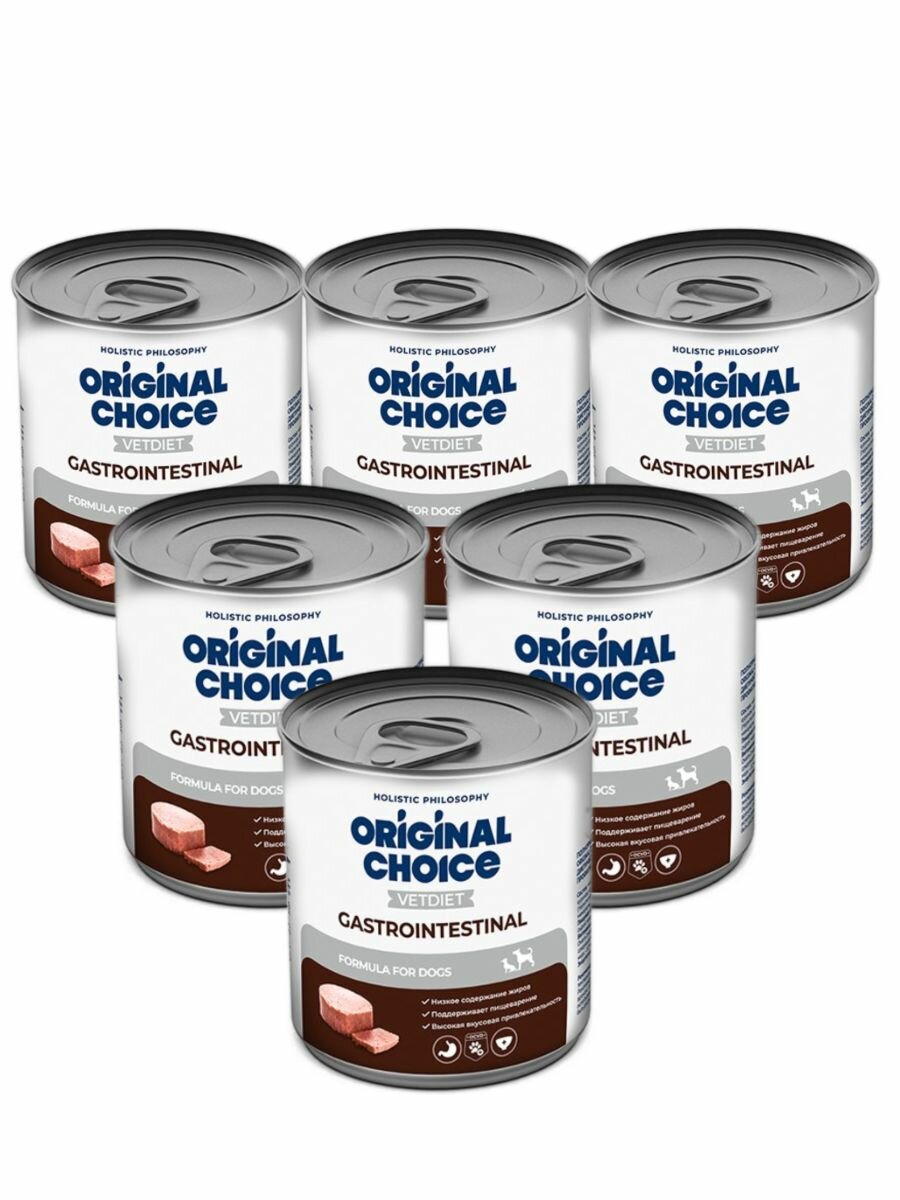Картинки Original Choice Vetdiet Gastrointestinal Влажный диетический корм для собак, профилактика болезней ЖКТ, в консервах - 525 г х 6 шт