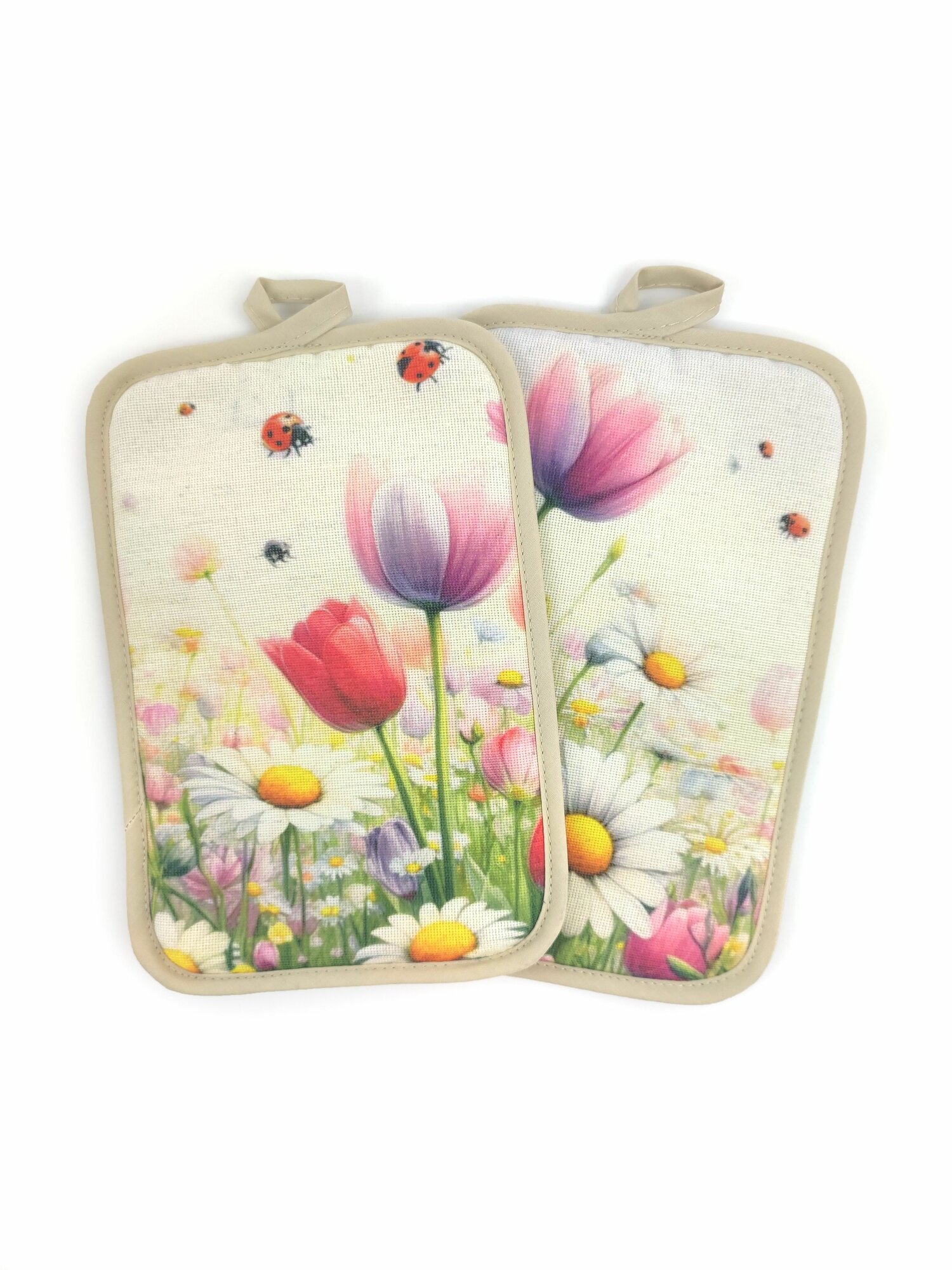 Прямоугольные кухонные прихватки для горячего из рогожки набор 2 штуки ГрандСтиль