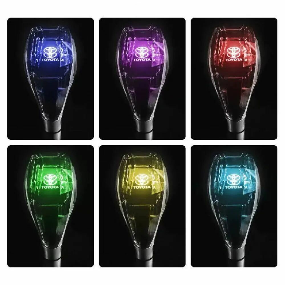 Ручка КПП, АКПП, МКПП С Подсветкой для Toyota, 7 цветов. хрусталь.