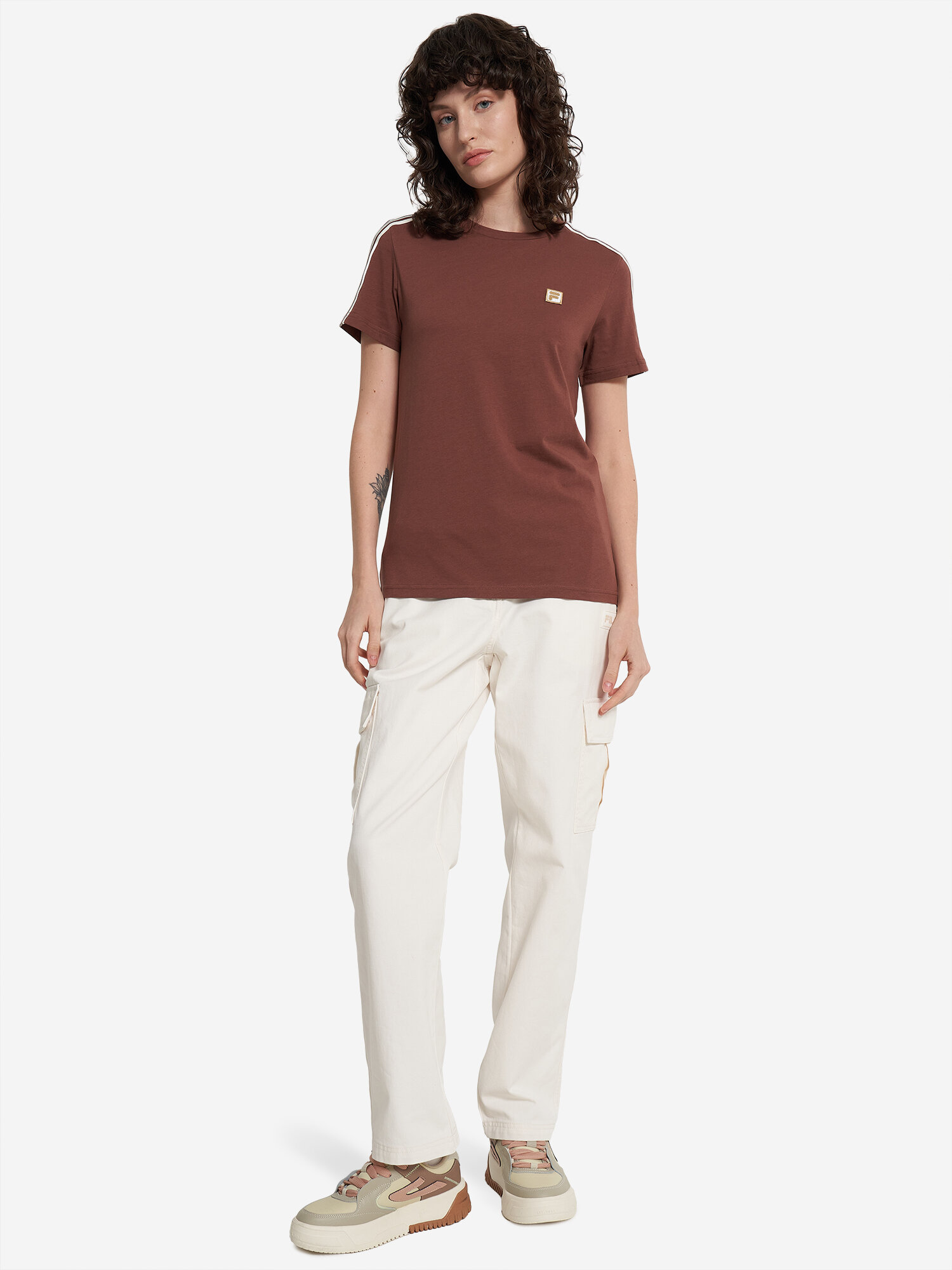 Футболка Fila, размер 42, темно-коричневый — фото 1