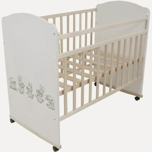 Изображение товара Кроватка Indigo My Dream массив березы натуральный-белый Зайки
