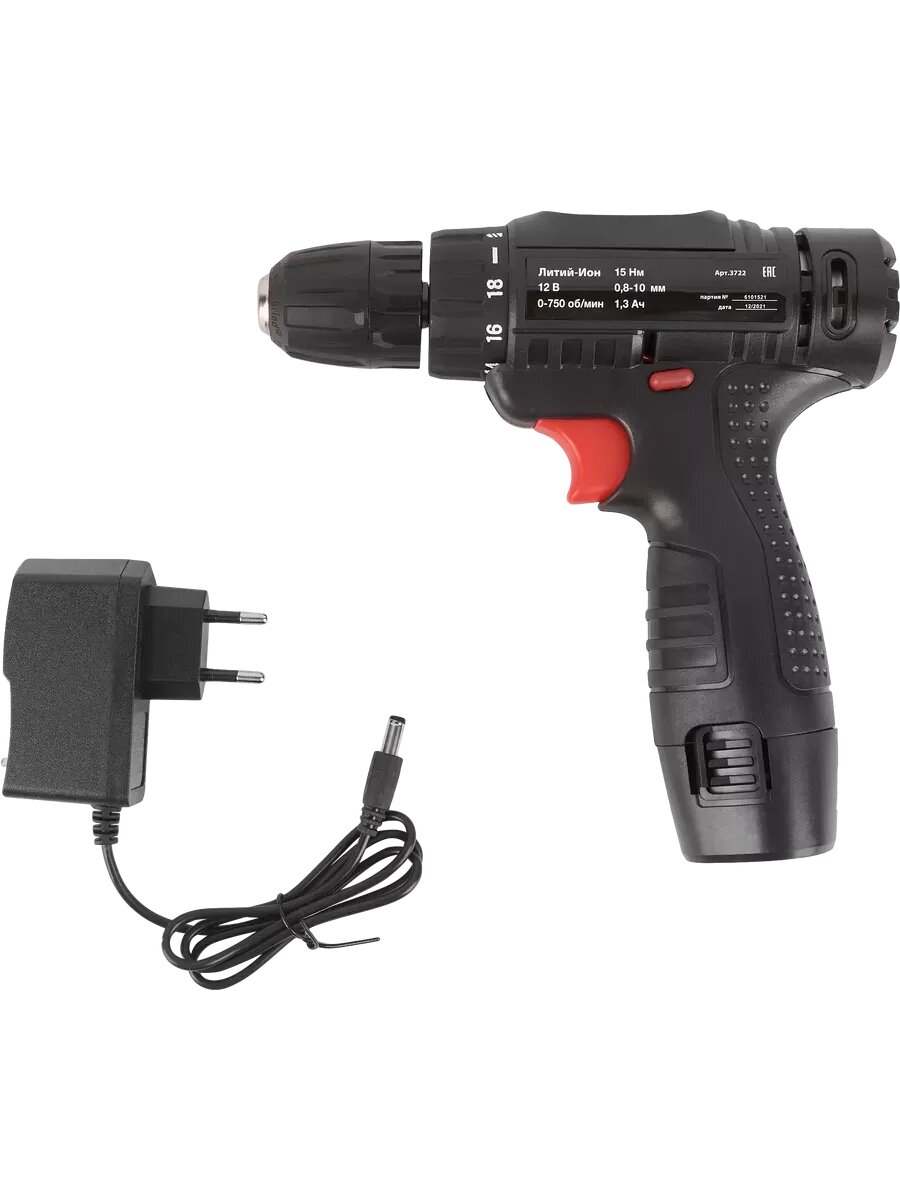 Дрель шуруповерт аккумуляторная DRA 12 Р  12 В Li ion 1 3 Ач