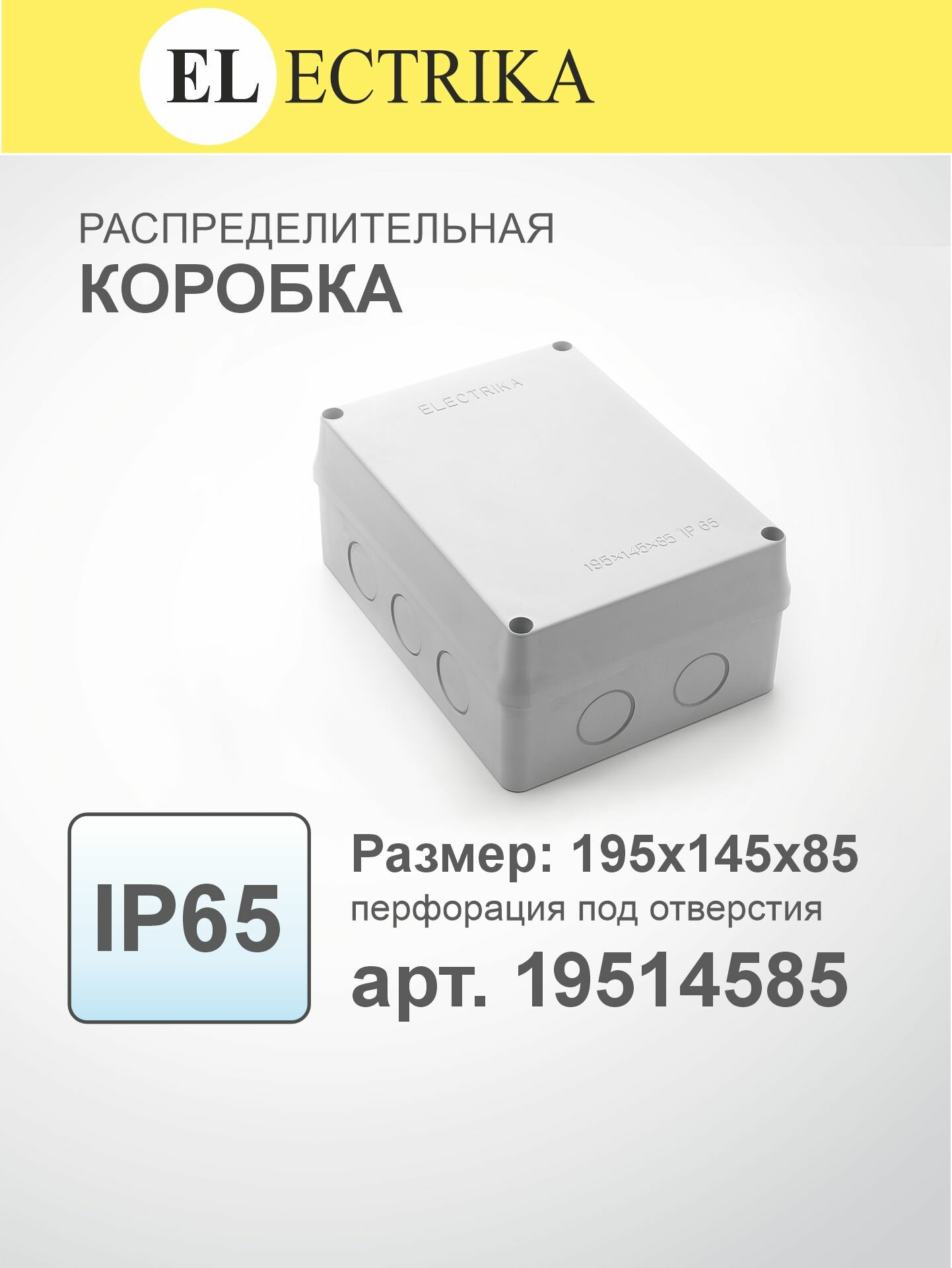 Коробка распределительная 195x145x85мм IP65 ELECTRIKA