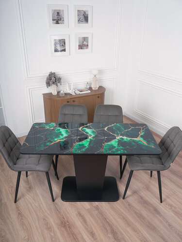 Изображение товара Стол кухонный раздвижной стеклянный ГРАНТ1100х700СтеклоТМ90ЛДСПчерное