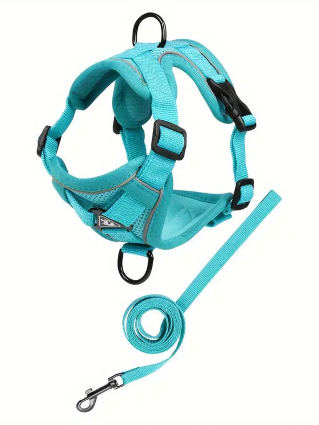 Шлейка с поводком Ergonomic для собак и кошек, размер S, цвет бирюза, регулируемая — фото 1