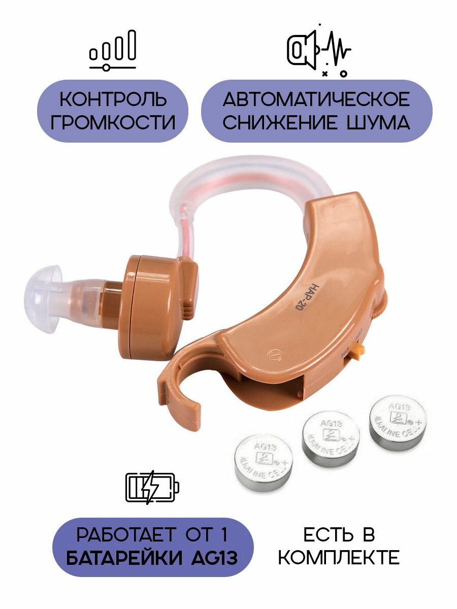 Изображение Цифровой Слуховой аппарат, Усилитель слуха, HAP-20, цвет-бежевый