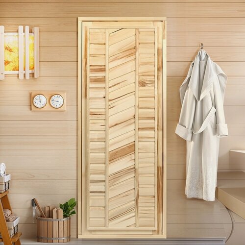 Изображение товара Дверь для бани и сауны, размер коробки 180х70 см, универсальная, липа