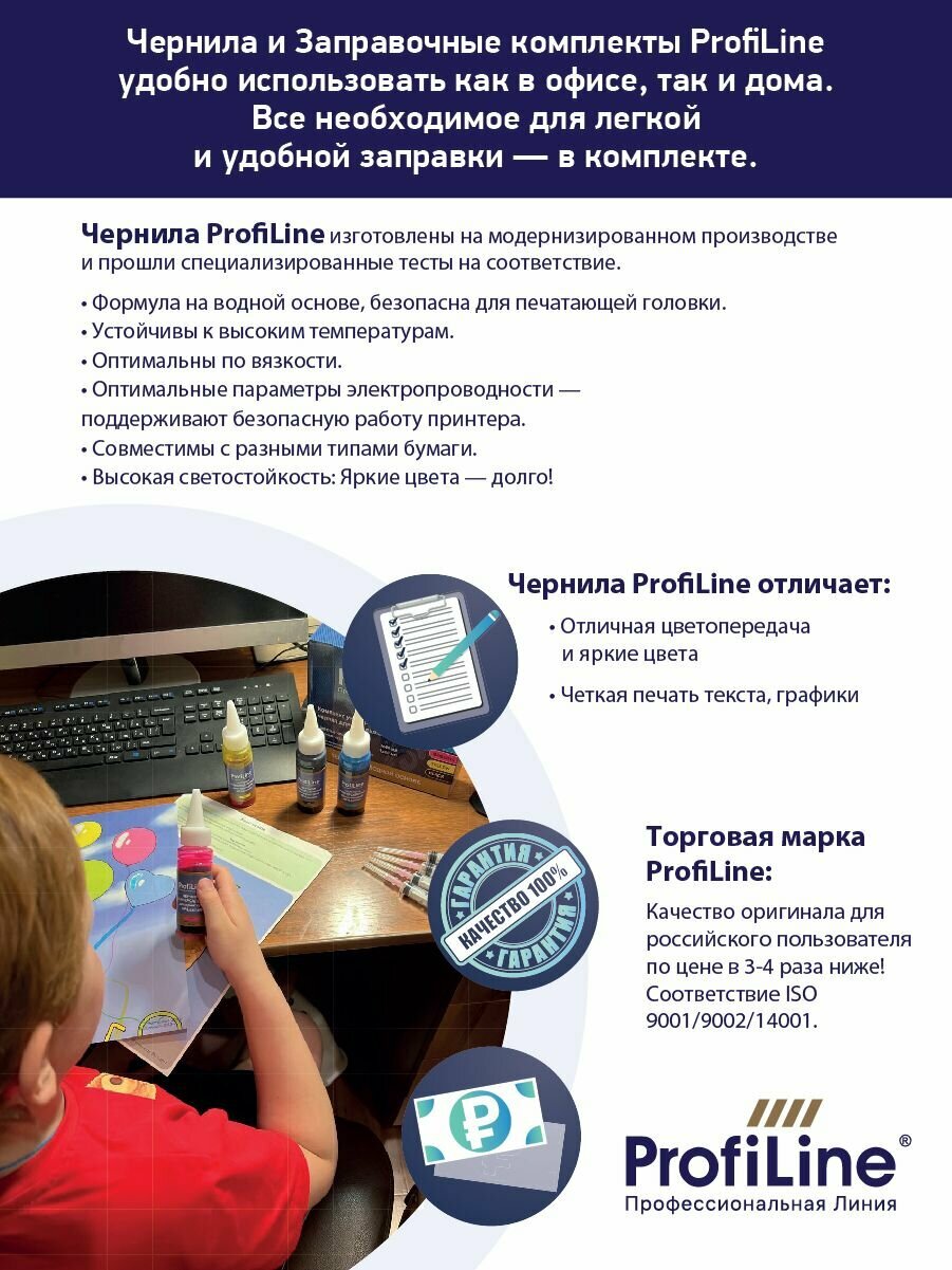 Краска ProfiLine для струйных картриджей 3YM62AE/3YM63AE (305XL) для HP DeskJet, 4 цвета по 40мл, на водной основе — фото 1