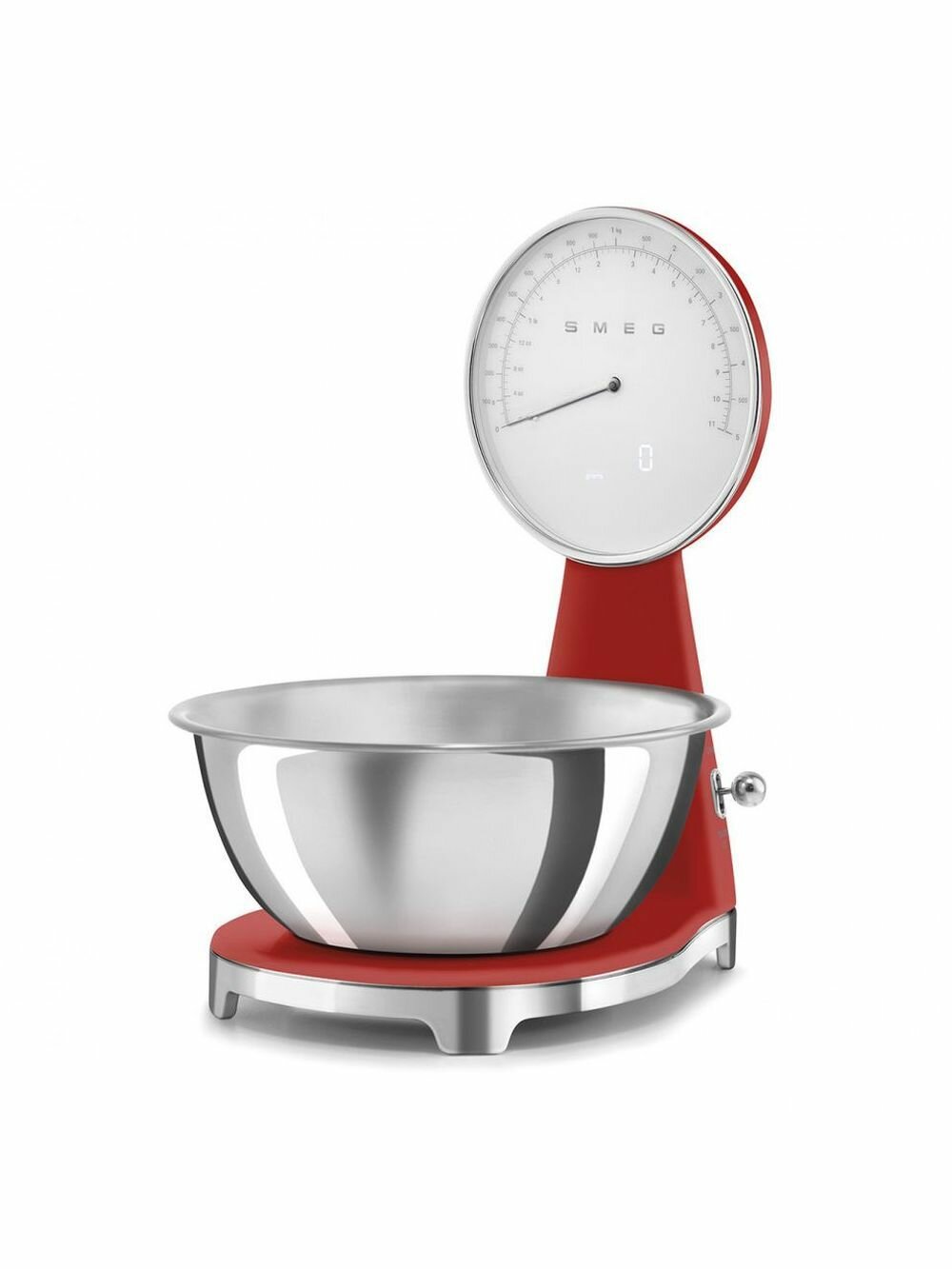 Кухонные весы SMEG KSF01RDWW, аналоговый/цифровой дисплей, до 5 кг, шаг 1 г, красный