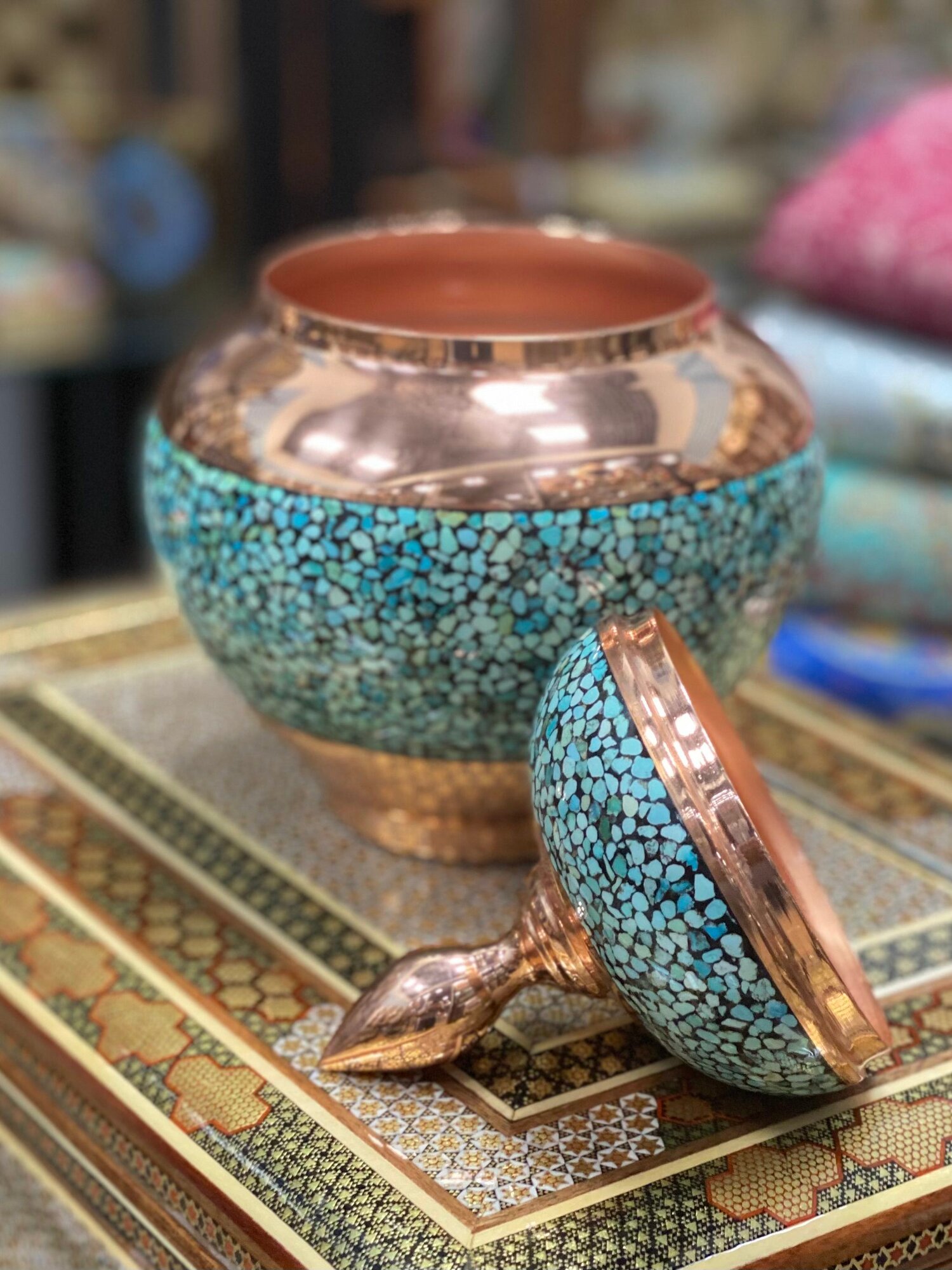 Сахарница Персидский Базар "Фирузе", ручная работа, диаметр 11см, 570г — фото 1